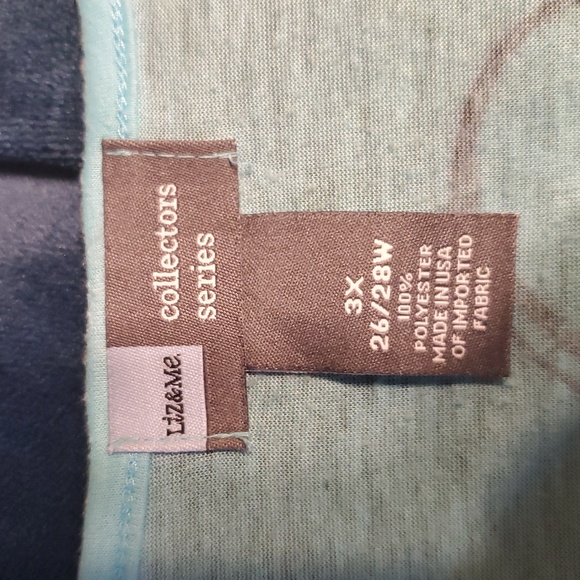 Liz & Me Collector series Elegant Blues Floral 3X Women's Top 3/4 Sleeves - Picture 7 of 9